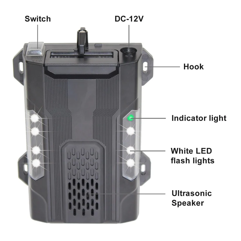 Solar Ultrasonic Animal Repeller with PIR Sensor & High-Intensity LED, Multi-Species Waterproof for Large Garden