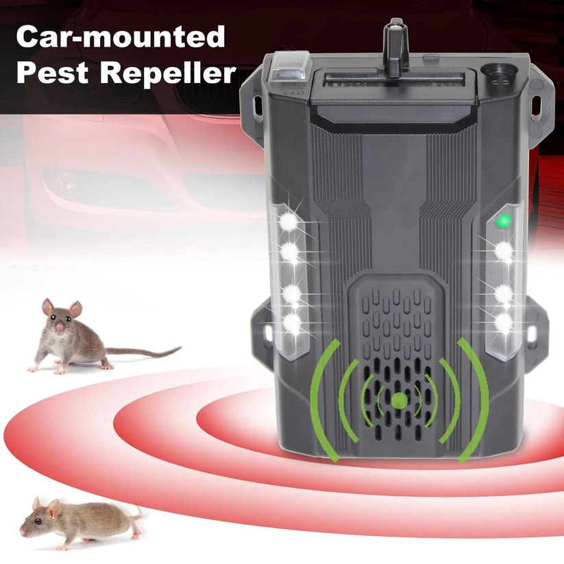Solar Ultrasonic Animal Repeller with PIR Sensor & High-Intensity LED, Multi-Species Waterproof for Large Garden