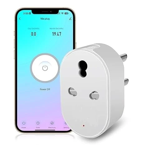 16A 3680W WiFi smart plug with energy monitoring and mobile app control