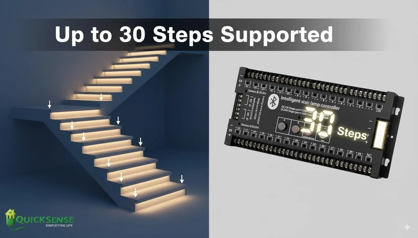 LED Staircase Light Controller with Bluetooth App, Motion Sensor, 30 Steps, DC 12V, 500W, PIR for Villa Premium