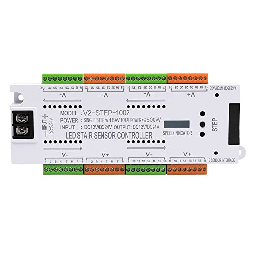 LED Staircase Light Controller, Motion Sensor Sequential Stair Lighting, 32 Steps, DC 12V, 500W, PIR for Home