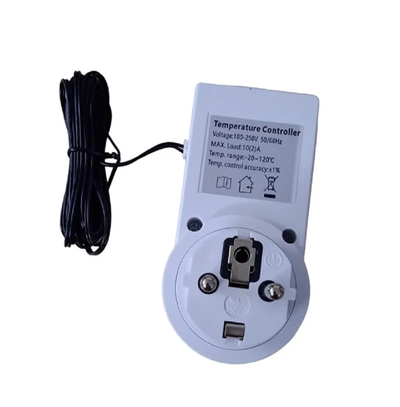 Digital Temperature Controller Thermostat, -20 to 120°C, 100-250V, 10A, Heat/Cool with Probe for Fridge Freezer