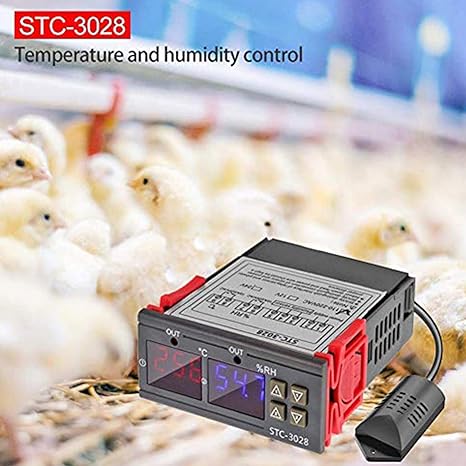Digital Temperature & Humidity Controller, 0-110°C RH 0-100%, Heat/Cool/Humidify, AC/DC for Incubator HVAC