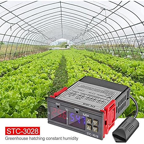 Digital Temperature & Humidity Controller, 0-110°C RH 0-100%, Heat/Cool/Humidify, AC/DC for Incubator HVAC