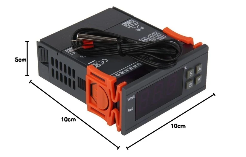 Digital Temperature Controller, -50 to 99°C, Dual Relay Heat & Cool, AC/DC, with Probe for Incubator Cold Room