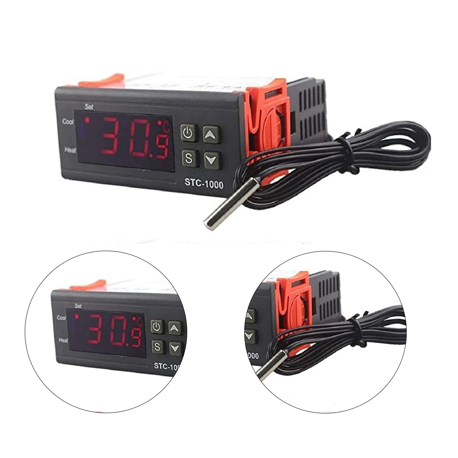 Digital Temperature Controller, -50 to 99°C, Dual Relay Heat & Cool, AC/DC, with Probe for Incubator Cold Room