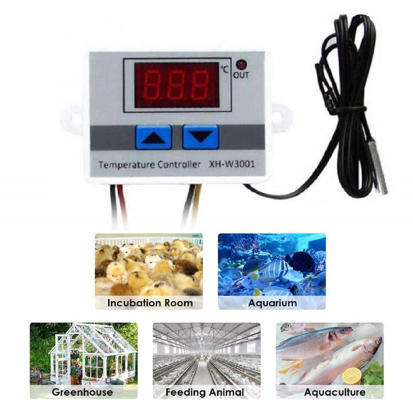 Digital Temperature Controller Thermostat, -50 to 110°C, 220V, 10A, with Probe for Aquarium Incubator Fridge