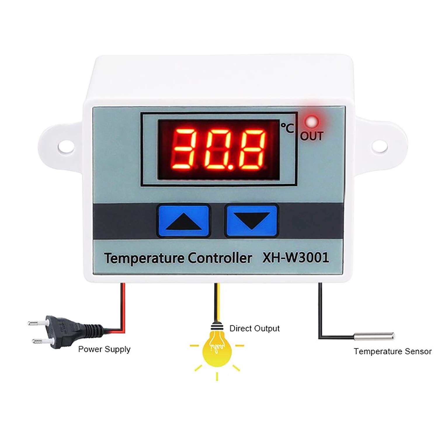 Digital Temperature Controller Thermostat, -50 to 110°C, 220V, 10A, with Probe for Aquarium Incubator Fridge