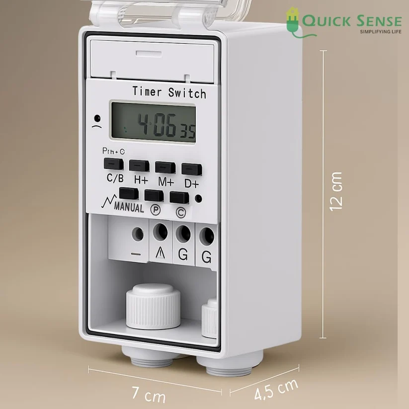 IP65 Waterproof Digital Timer Switch, 30A, 220-240V, 16 Programs, Battery Backup, DIN/Panel Outdoor Motor Pump