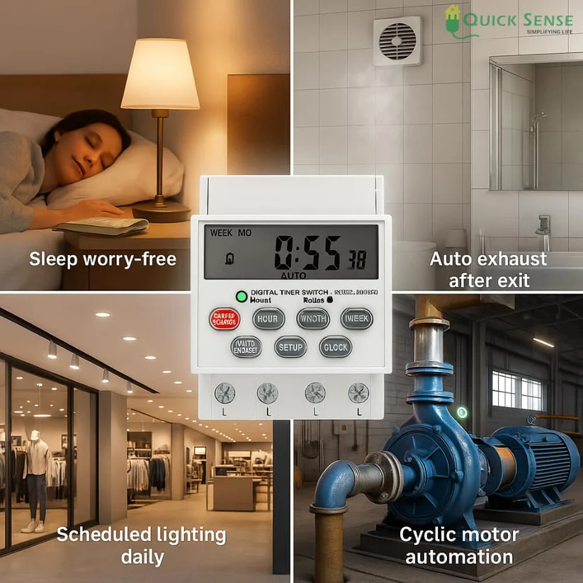 Digital Heavy Duty Timer Switch, 30A, 220-240V, 16 Programs, Battery Backup, DIN/Panel Mount for Motor Pump