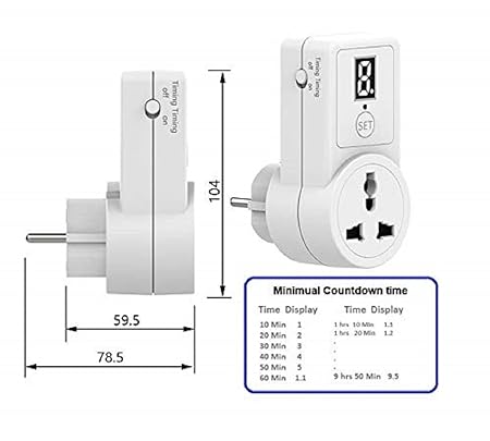 Digital Countdown Plug-in Timer Switch, 12 Programs, Portable Socket Timer for Appliances Lights Charging