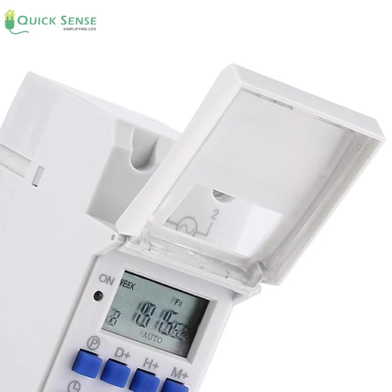 Digital DIN Rail Timer Switch, 30A, 110-220V, 16/18 Programs, Pulse & Countdown, Battery Backup, Industrial
