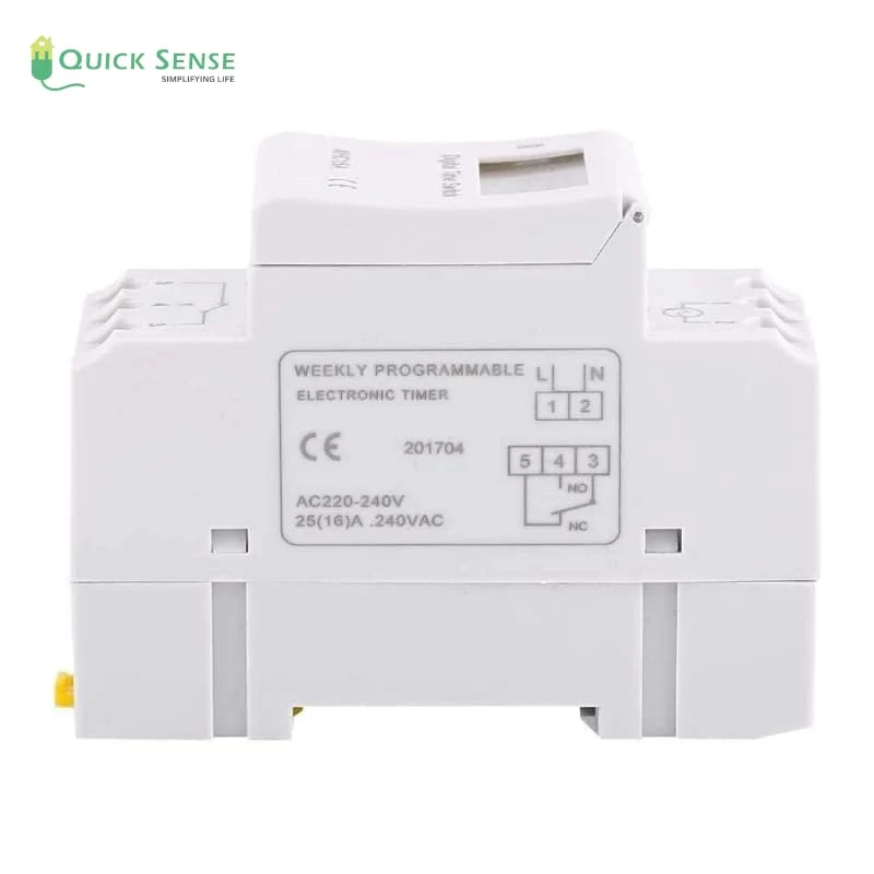 Digital DIN Rail Timer Switch, 30A, 110-220V, 16/18 Programs, Pulse & Countdown, Battery Backup, Industrial