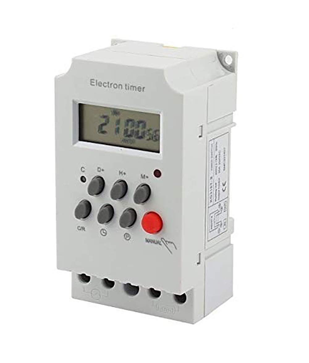 Digital Programmable Timer Switch, 12-240V AC/DC, Volt-Free, 16 Programs, Battery Backup, DIN/Panel/Plug Mount