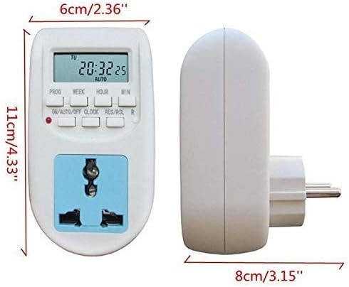 Digital Programmable Plug-in Timer Switch, 220-240V, 10A 2000W, LCD, 16 Programs, Battery Backup Socket Timer