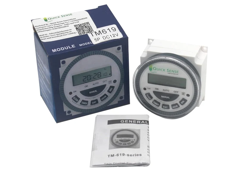 Digital Programmable Timer Switch, 12-240V AC/DC, Volt-Free, 17 Programs, Countdown & Pulse, Panel Mount