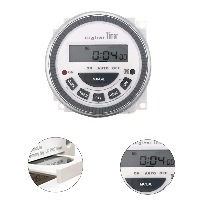 Digital Programmable Timer Switch, 12-240V AC/DC, Volt-Free, 17 Programs, Countdown & Pulse, Panel Mount