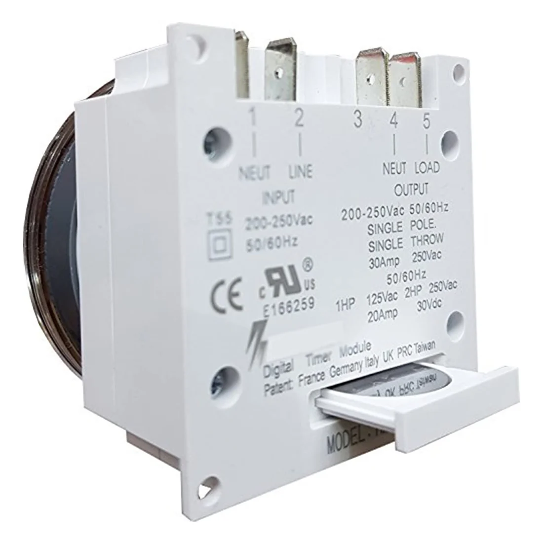 Digital Programmable Timer Switch, 12-240V AC/DC, Volt-Free, 17 Programs, Countdown & Pulse, Panel Mount