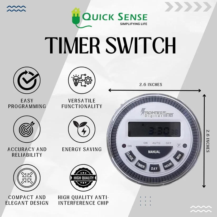 Digital Programmable Timer Switch, 12-240V AC/DC, Volt-Free, 17 Programs, Countdown & Pulse, Panel Mount