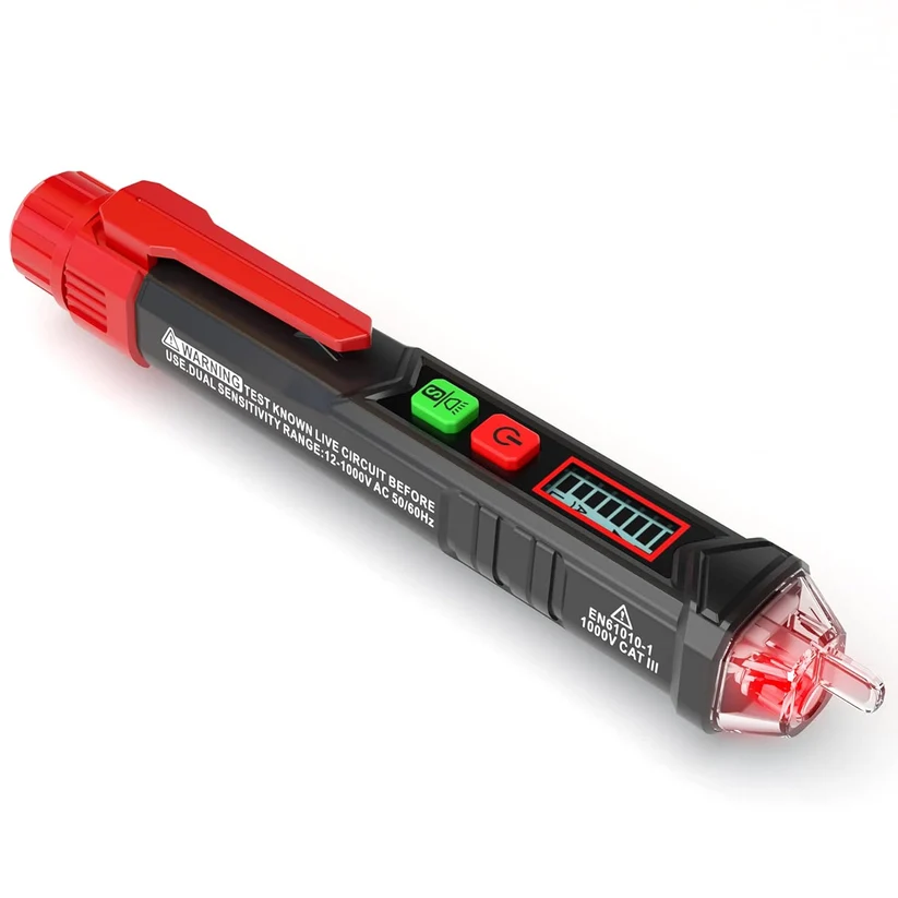 Non-Contact Voltage Tester Pen, AC 12V-1000V Detector with LED & Buzzer, Live Wire Detector for Electrician