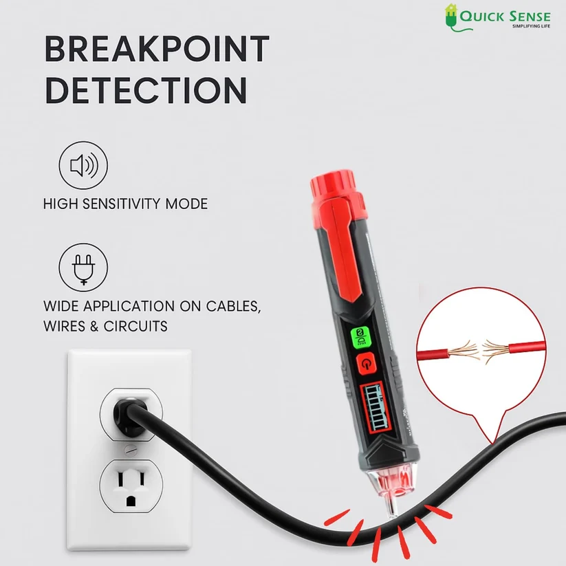 Non-Contact Voltage Tester Pen, AC 12V-1000V Detector with LED & Buzzer, Live Wire Detector for Electrician