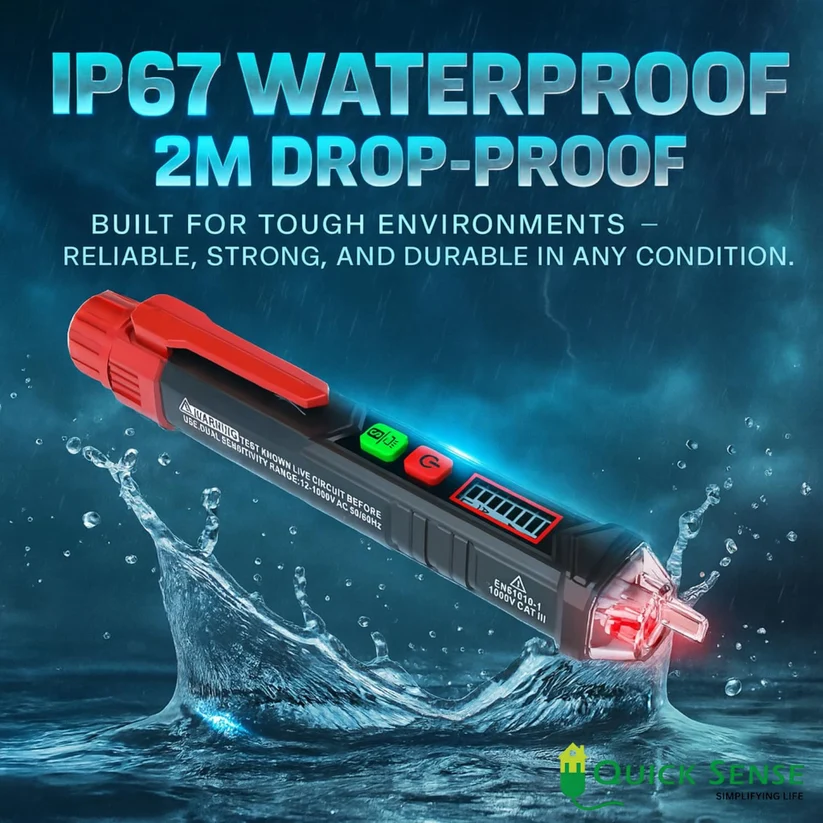 Non-Contact Voltage Tester Pen, AC 12V-1000V Detector with LED & Buzzer, Live Wire Detector for Electrician