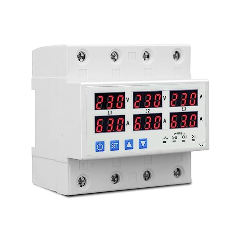 Three Phase Voltage Protector, 3-63/100A, 140-300V, Phase Loss/Unbalance, Over/Under Voltage, DIN for Motor