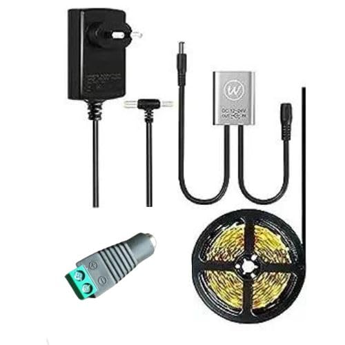 Cabinet Lighting Kit Combo of Hand Waving On/Off Sensor Switch 5m LED Strip Light Adaptor 12v 2Amp Male Female connecter