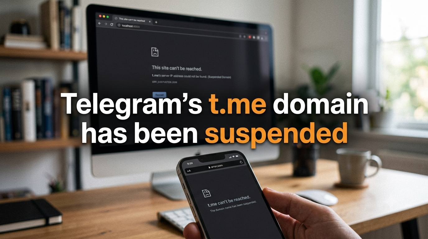 Telegram's t.me domain has been suspended