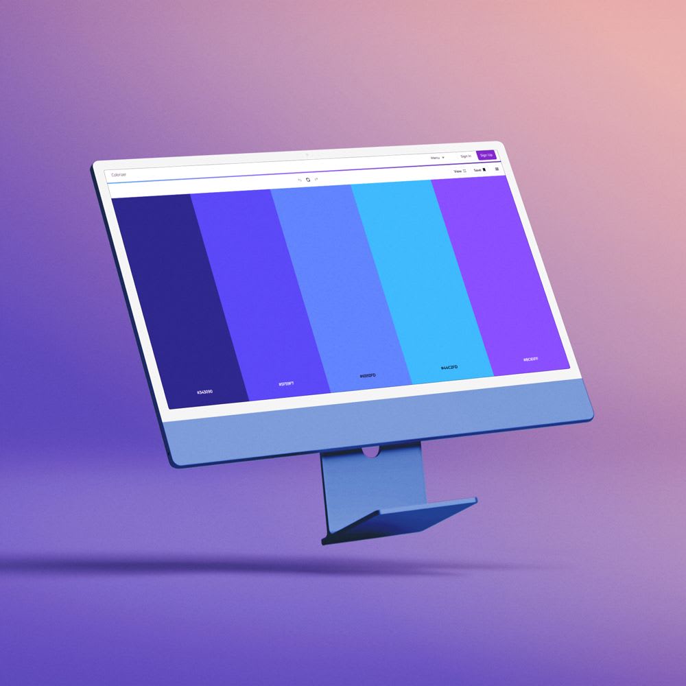 a mockup of a iMac displaying the Coolors clone web app