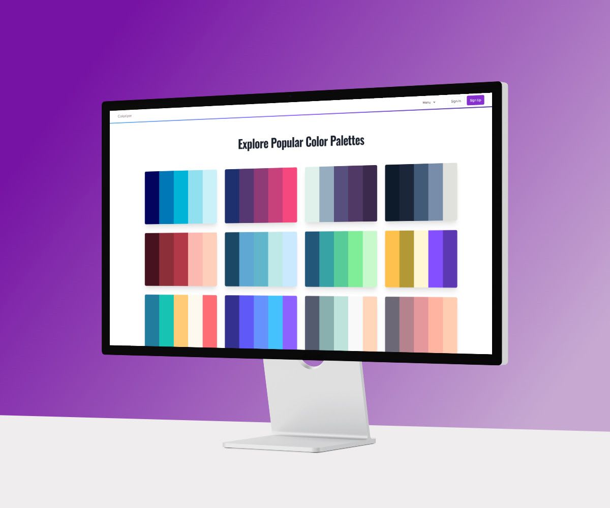 a person is viewing the Coolors clone palettes web app page on an iMac