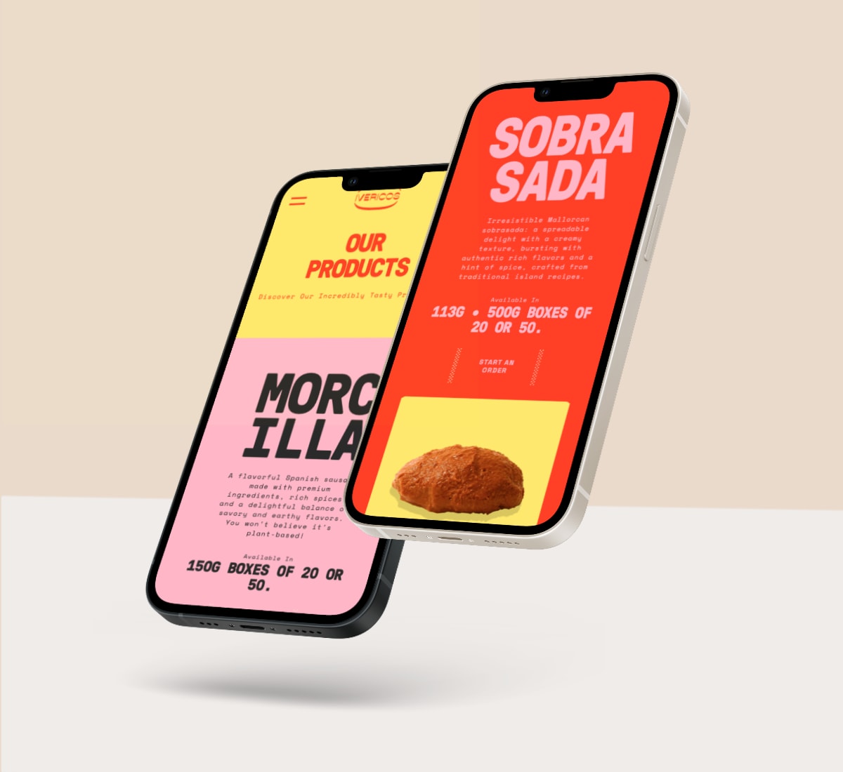 two iphones displaying the Ivericos website