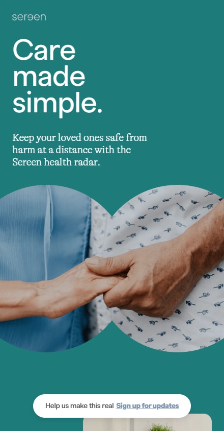 iPhone view of the website Sereen