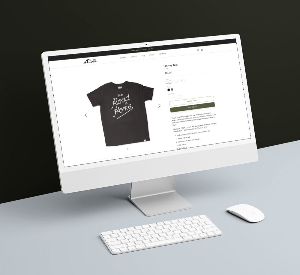 a iMac computer with a web browser open displaying Surtide website