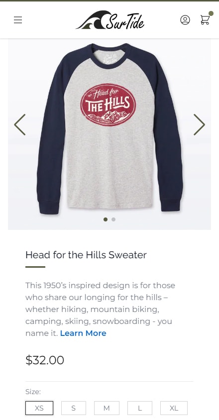 iPhone view of SurTide's website