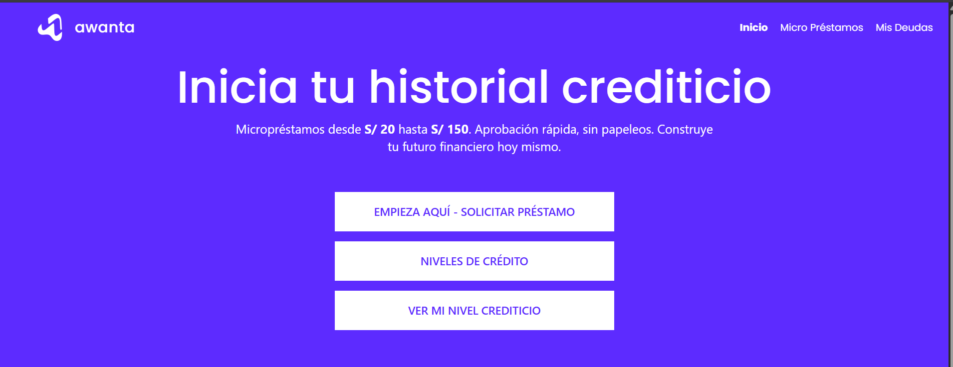 Awanta Landing Page