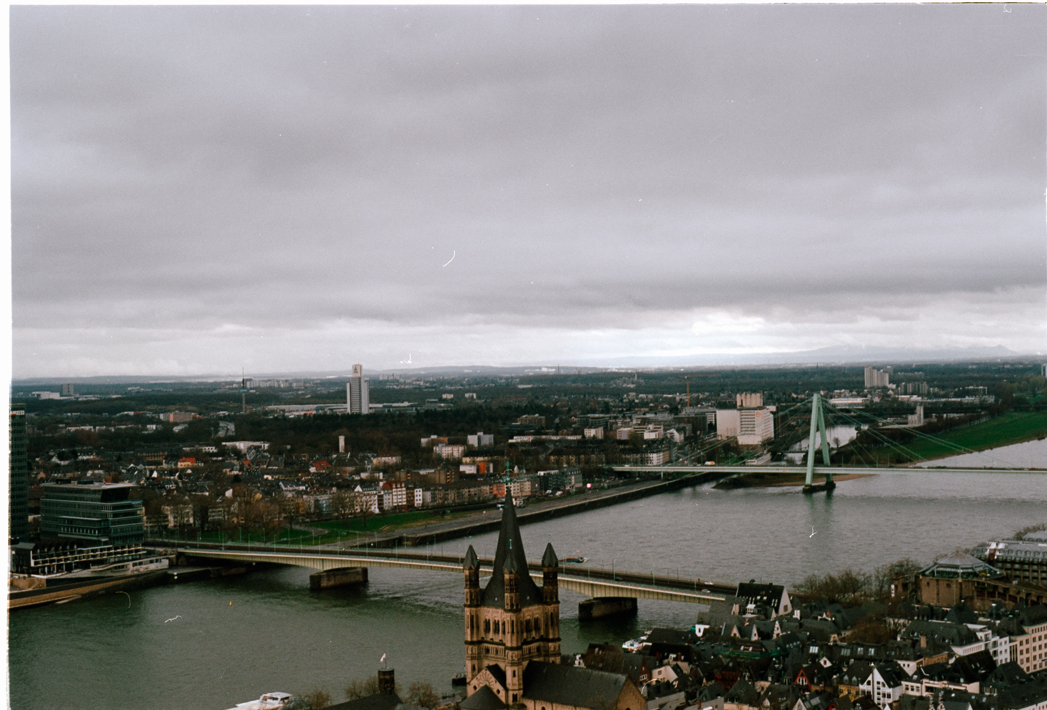 The Rhine and Great St. Martin Church, seen from above Cologne