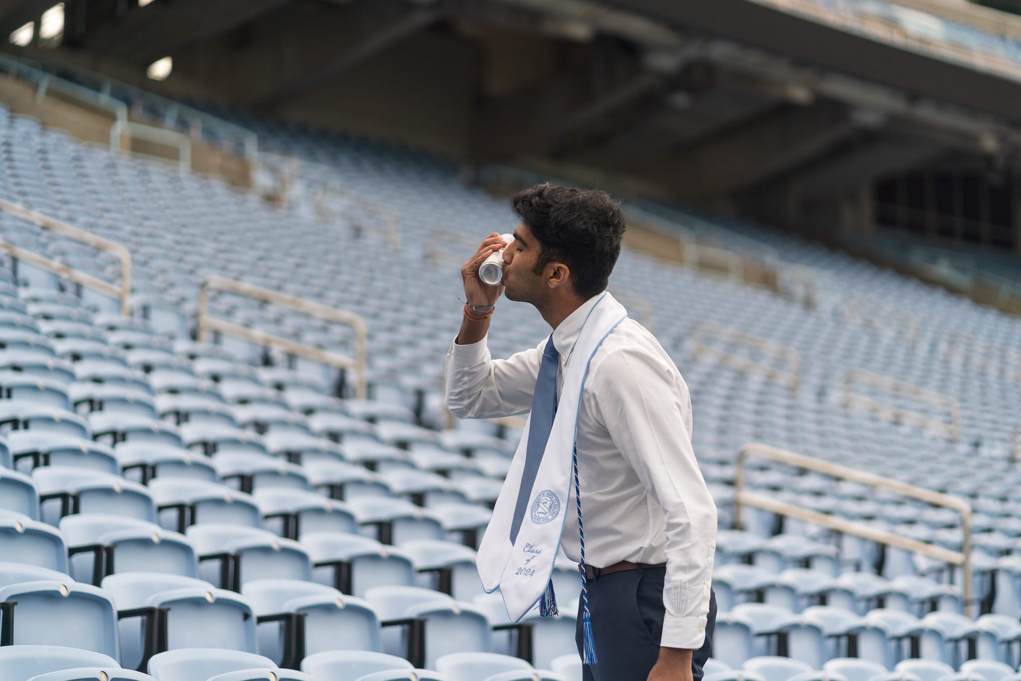 Grad shotgunning at Kenan Stadium