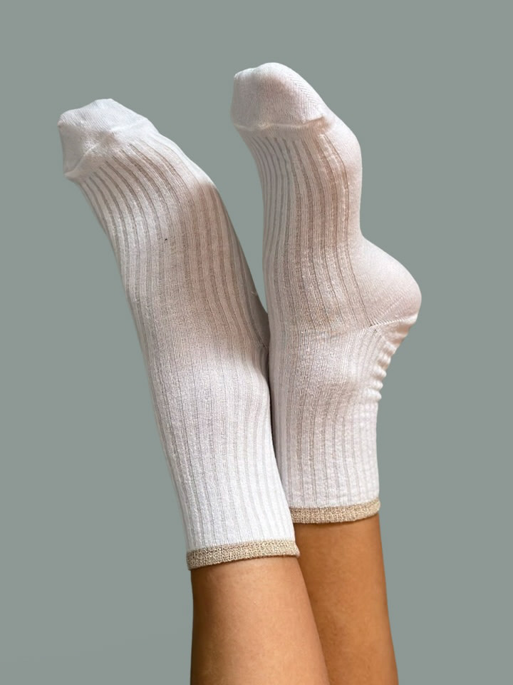 Adele Lurex Socks White