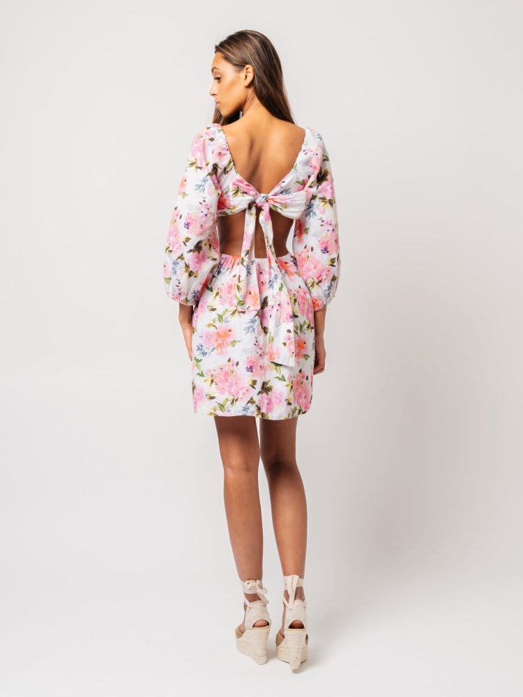 Eva Linen Dress Pink peony