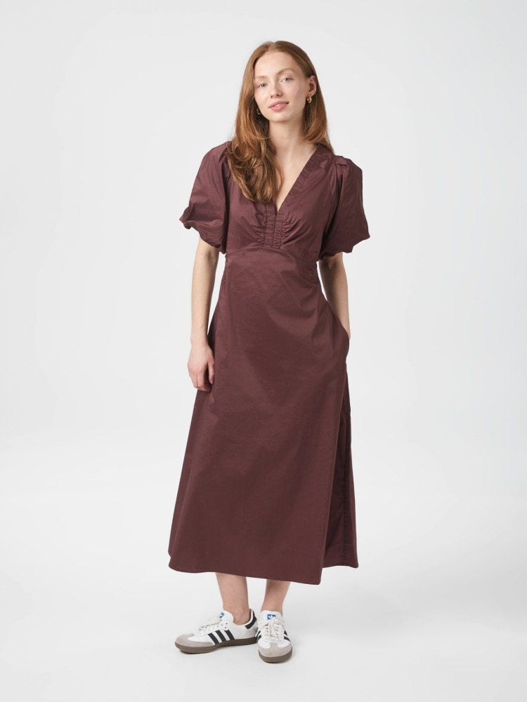 Illana Poplin Dress Burgundy