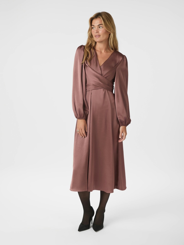 Rimini Heavy Sateen Dress Dark Rose