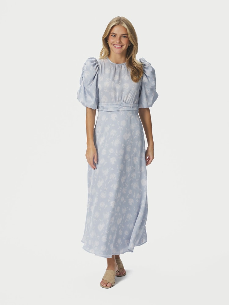 Kikka Faded Flower Dress Light Blue