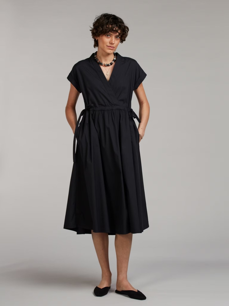 Lana Dress, V-neck wrap Black