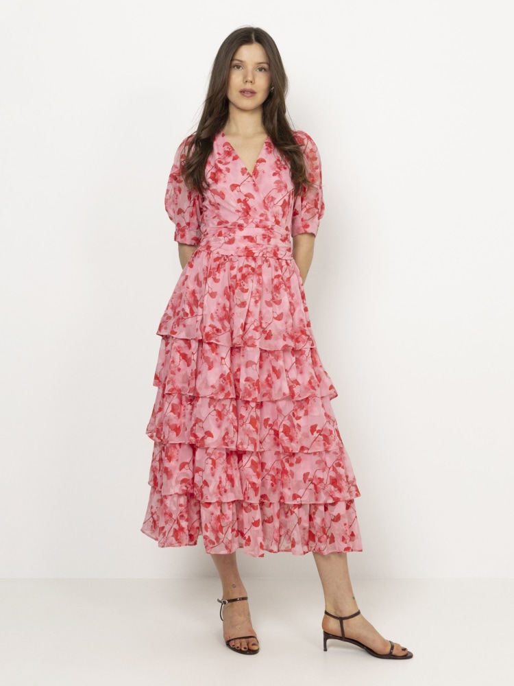 Jade Goddess Midi Dress Pink/Red