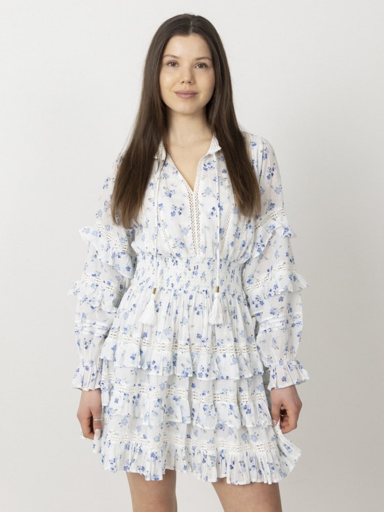 Sol Cotton Flower Dress Blue Flower