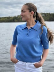 Borgny Linen Knit Top Light Blue