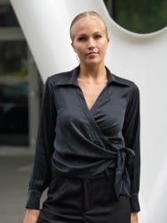 Matt Wrap Blouse Ebony Black