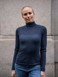 Merino High Neck Navy