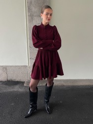 Liv Cord Solid Dress Wine